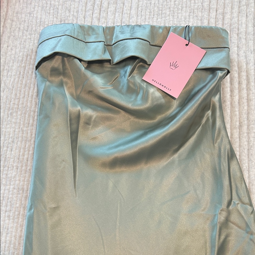 Hello Molly Strapless Dress in Sage Green